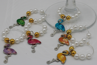 WC004 Flamingo Wine Charms, Set of 6