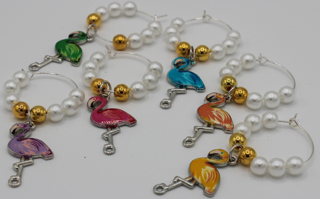 WC004 Flamingo Wine Charms, Set of 6