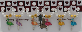 WC004 Flamingo Wine Charms, Set of 6