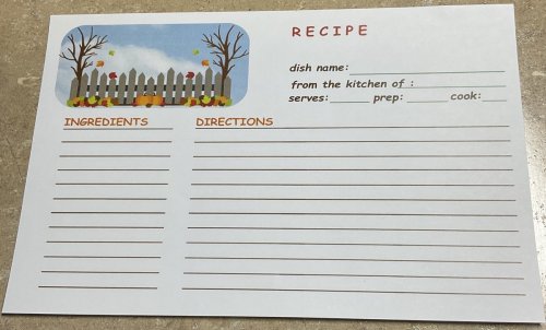 RC002 Autumn Sky Personalized Recipe Cards set of 20
