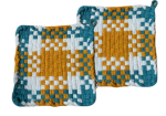 PH006 Gold &amp; Teal Potholders, Set of 2 