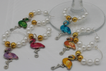 WC004 Flamingo Wine Charms, Set of 6
