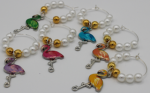WC004 Flamingo Wine Charms, Set of 6